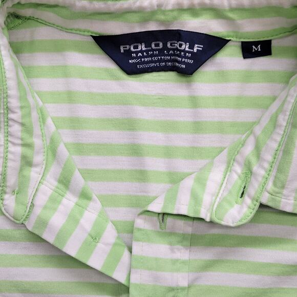 Ralph Lauren Polo Golf Shirt Men's Size Medium Green Striped Short Sleeve - Picture 5 of 5